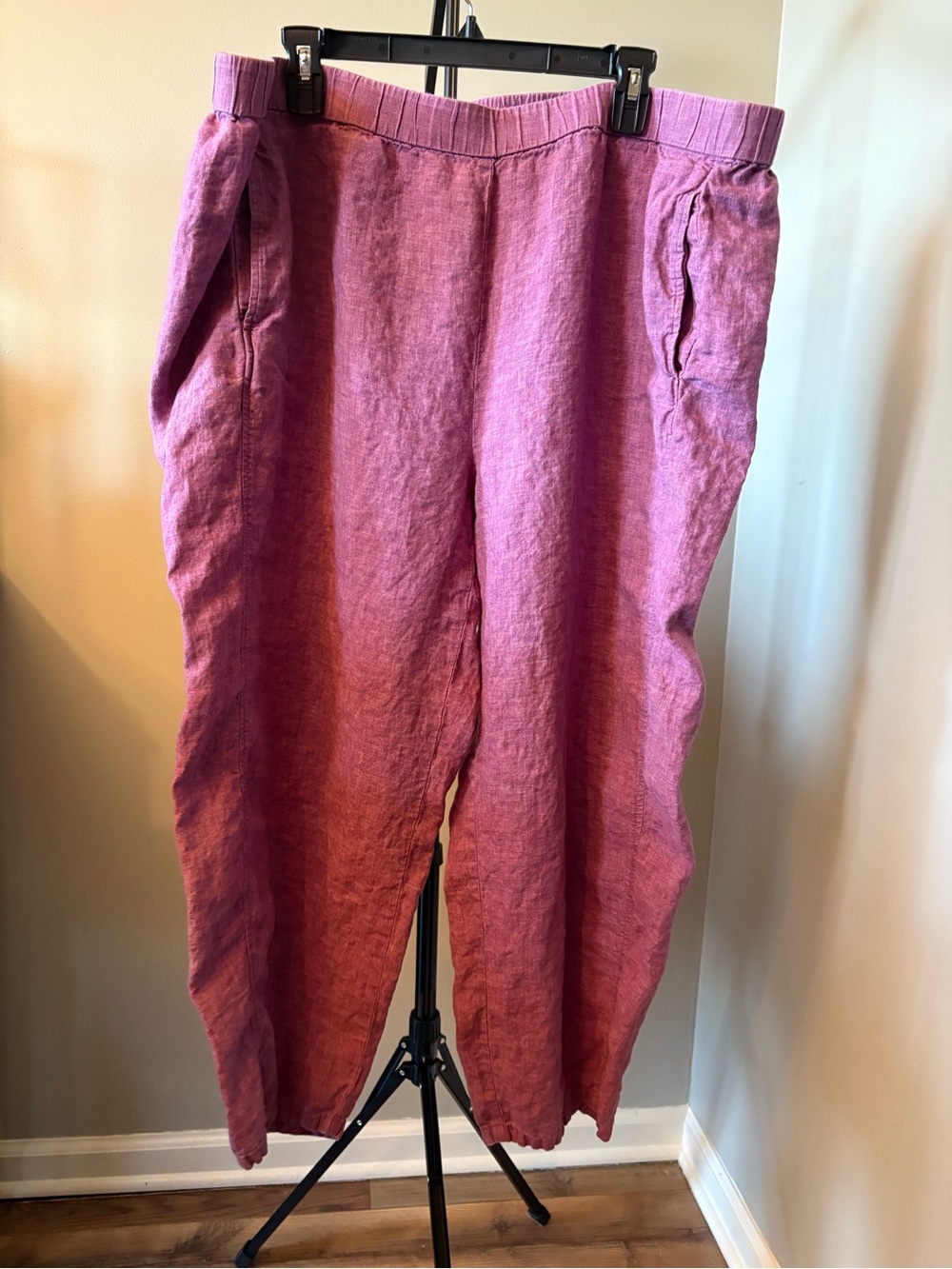 Eileen Fisher Size 2x Organic Linen Cropped Pants in Purple